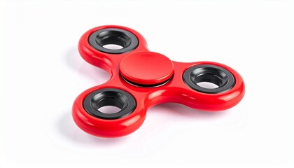 &ldquo;Red three-lobed fidget spinner with metal bearings&rdquo;
