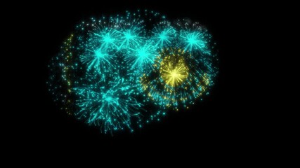 Kazakhstan Flag Fireworks Animation – Celebration Firework Shaped National Flag on Black Background, Festive Kazakh Independence Day VFX