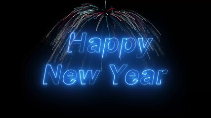 Happy New Year Animation Text. Great for video introduction 4K Footage and used as a card for New year celebration. Animated text Happy New Year 4k video