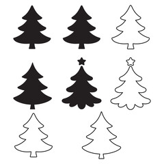 Black silhouette of christmas tree on transparent background representing winter holidays
