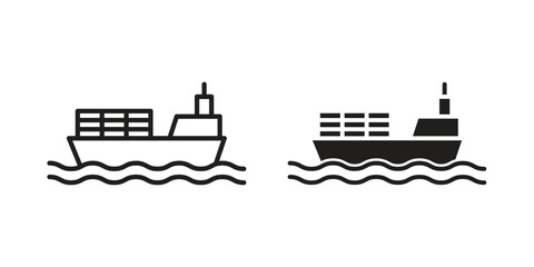 Obraz premium Container ship icon template color editable. for graphic and web design.