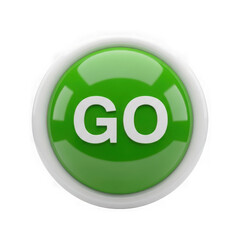Green go button isolated on transparent background