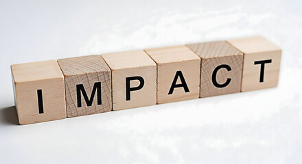 Wooden blocks spelling "impact" showcase a powerful message ideal for business marketing and motivational content emphasizing influence effect and positive change in various contexts