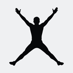 Silhouette of man jumping jack fitness exercise vector illustration