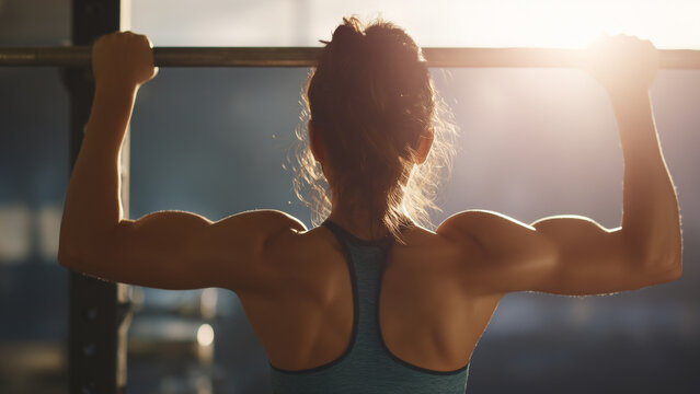 筋肉質な女性の背中　ポートレート