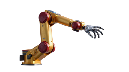 Industrial Robotic Arm with Red Joints 3D Render