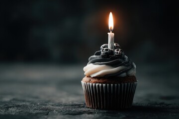 Gothic Halloween Cupcake with Candle