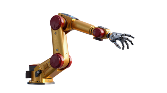 Industrial Robotic Arm with Red Joints 3D Render