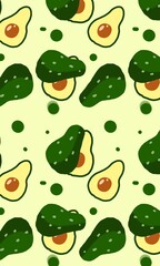 Simple Avocado Doodle Seamless Design