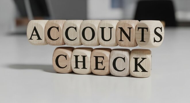 Accounts check with wooden blocks for business and finance concepts - Powered by Adobe