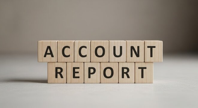 Account report on wooden blocks, financial business analysis concept