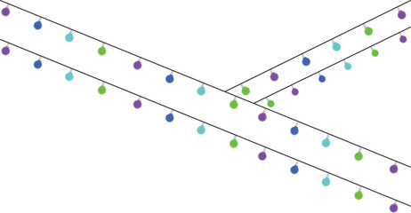 multicolored glowing bulbs isolated on transparent background. Festive holiday light string decoration