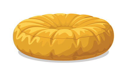 Golden yellow plush donut shaped pillow creating cozy vibe for stylish interior design projects and comfortable lifestyle promotions