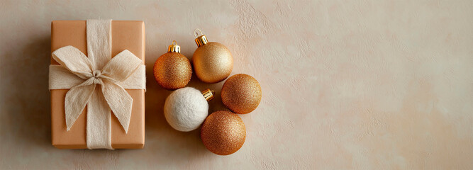 golden background decorated with New Year's decor