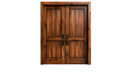 Elegant Wooden Doors on Transparent Background