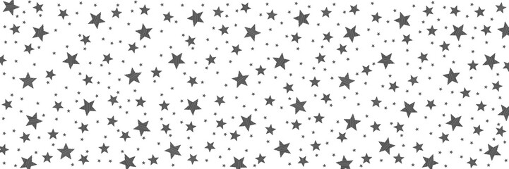 A lot of big and small striped stars on transparent background, wide background