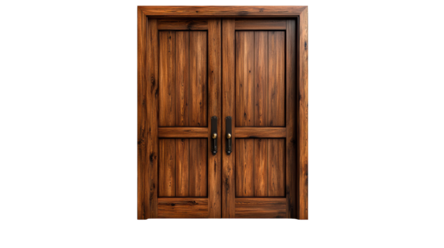 Elegant Wooden Doors on Transparent Background