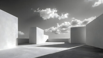 A minimal rooftop surface under diffuse sky creating soft linear divisions with almost no shadow contrast