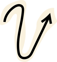 Spiral arrow doodle, collage cutout wavy twist minimal squiggly line. Curve comic turn way cut out direction. Playful quirky simple free hand elements. 