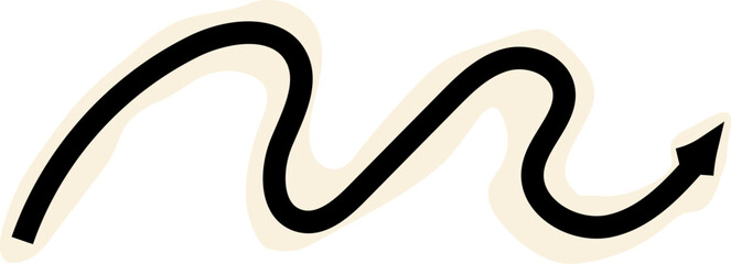 Spiral arrow doodle, collage cutout wavy twist minimal squiggly line. Curve comic turn way cut out direction. Playful quirky simple free hand elements. 