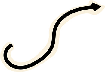 Spiral arrow doodle, collage cutout wavy twist minimal squiggly line. Curve comic turn way cut out direction. Playful quirky simple free hand elements. 