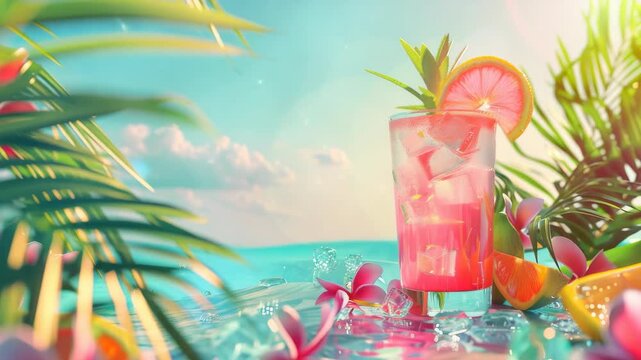 Tropical paradise with a refreshing drink in hand.