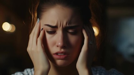 A young woman pressing her temples in pain