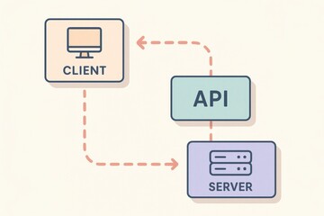 Fototapeta premium Client-Server Architecture with API Interaction Diagram