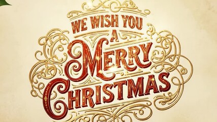 A Beautifully Crafted Vintage-Style Christmas Greeting Design Featuring Elegant Typography with Holly Decorations and a Warm Holiday Feel - Powered by Adobe