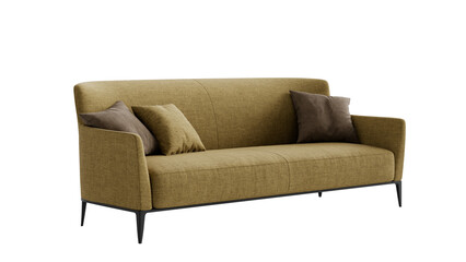 Fototapeta premium Contemporary orange couch on an isolated background. Furniture for collages, graphics designs, and presentations. 