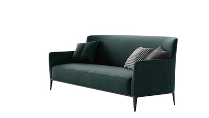 Contemporary sofa on a transparent background. Furniture for the interior collages and presentations.

