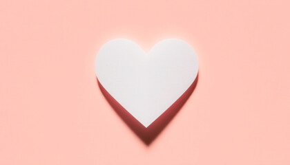 Close-up of a minimalist matte paper heart placed on a pastel blush surface, Valentine's day symbolism, Copy space