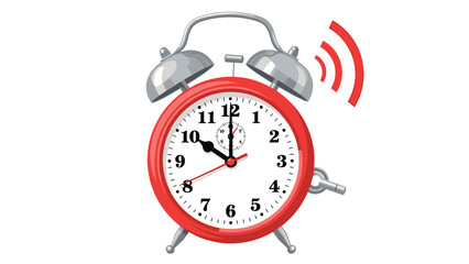 Ringing red alarm clock on a white background signals it's time to wake up and get going, perfect for time management and productivity