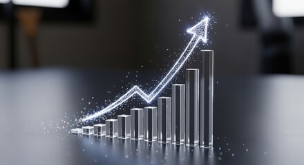 Spectacular neon lines and sparkling data visuals depicting realtime business progress and analysis