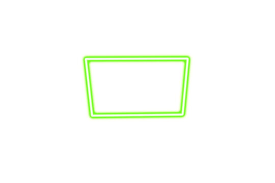 A glowing neon green trapezoid shape with a dark interior isolated on a transparent background for digital design and abstract art isolated on transparent background