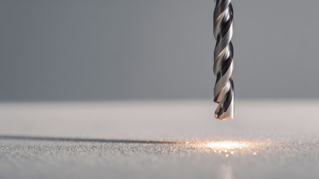 Close-up shot of a drill bit in action, showing sparks generated while drilling through a surface