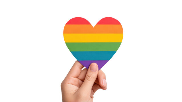 Rainbow Heart in Hand: LGBTQ+ Pride Concept