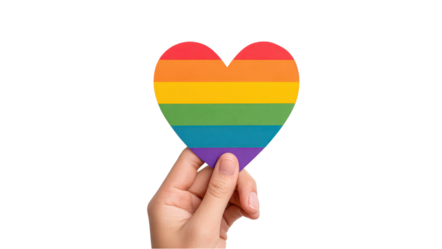 Rainbow Heart in Hand: LGBTQ+ Pride Concept