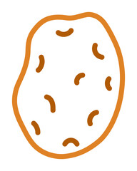 Potato vegetable line art with bold color outline. Easy coloring page for little children and nursery projects. Cute isolated vector image for educational books, games or creative learning activity