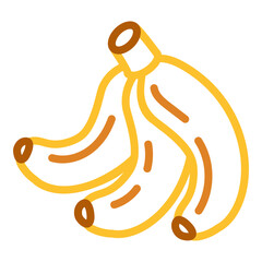 Banana fruit line art with bold color outline. Easy coloring page for little children and nursery projects. Isolated vector image for educational books, games or learning activities