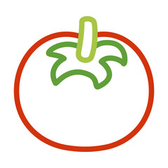 Tomato vegetable line art with bold color outline. Easy coloring page for little children and nursery projects. Isolated vector image for educational books, games or learning activities
