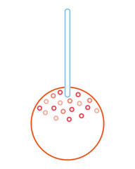 Cake pop with sprinkles in bold colorful outline. Flat vector illustration isolated on white background. Fun dessert coloring page for kids books. Easy activity worksheet