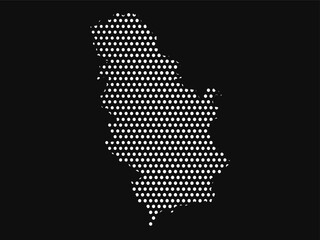 Serbia map in halftone style dotted vector illustration isolated on black background geographic design element