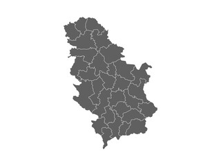 Detailed vector map of Serbia administrative divisions and regions for infographic and geographic illustration