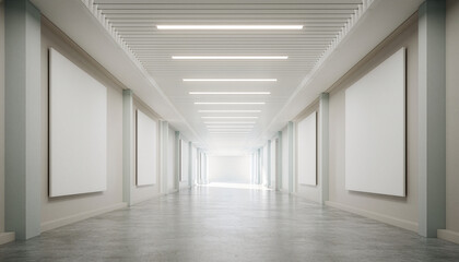 Obraz premium Bright modern corridor with empty walls