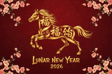 Contemporary Lunar New Year 2026 – Year of the Horse illustrations, modern Vietnamese Chinese New Year artwork, minimalist festive design celebrating Year of the Horse