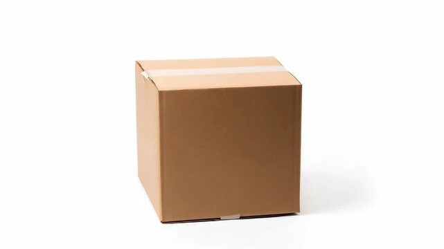 This is a high-resolution of a plain brown cardboard box that has been securely taped shut at the corners and top.