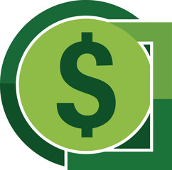Stylized dollar sign graphic, green money icon, financial symbol, modern vector, banking theme, economic concept, layered design, currency illustration