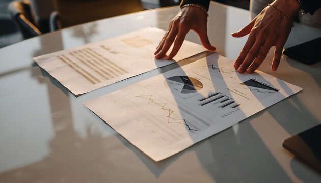 Professional analyzing business charts and graphs for strategic planning review