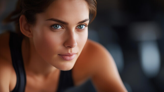 Intense spin class determined woman defocused sweating during, faceless high-effort cycling, indoor visualization detail, blurred workout background, endurance concept, fitness int